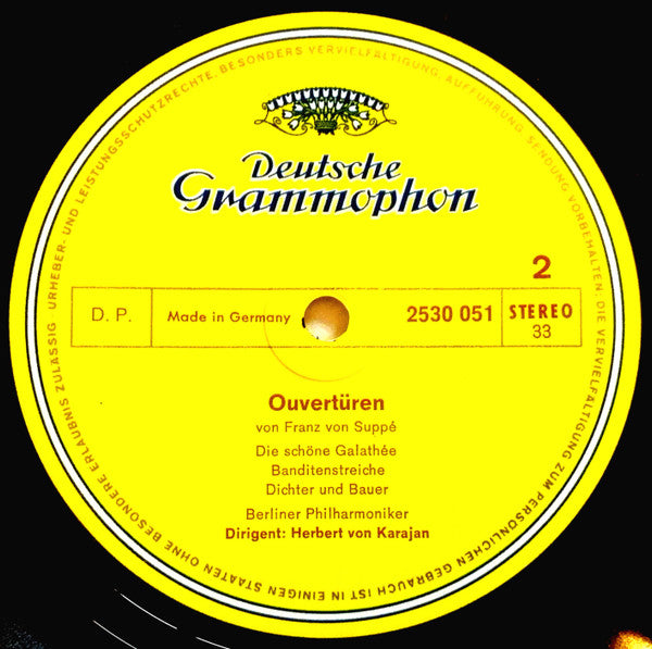 Franz von Suppé - Berliner Philharmoniker, Herbert von Karajan : Ouvertüren - Leichte Kavallerie·Pique Dame·Die Schöne Galathée·Dichter Und Bauer U.A. (LP)