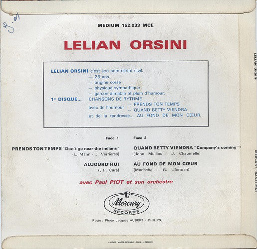 Lélian Orsini : Prends Ton Temps (7", EP)