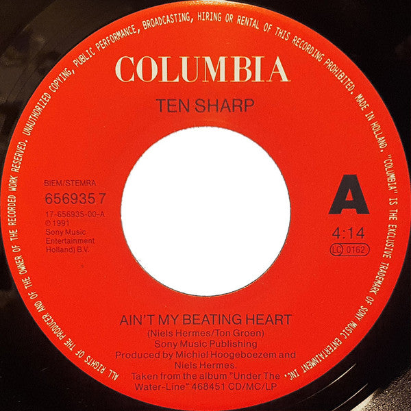 Ten Sharp : Ain't My Beating Heart (7", Single)