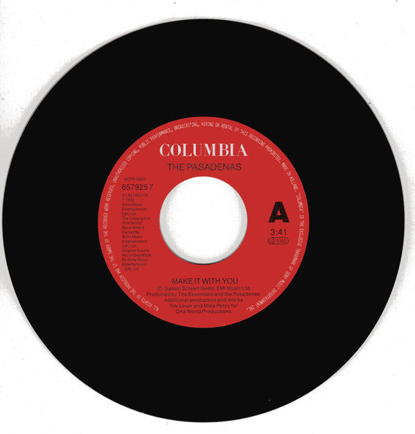 The Pasadenas : Make It With You (7", Single, Lar)