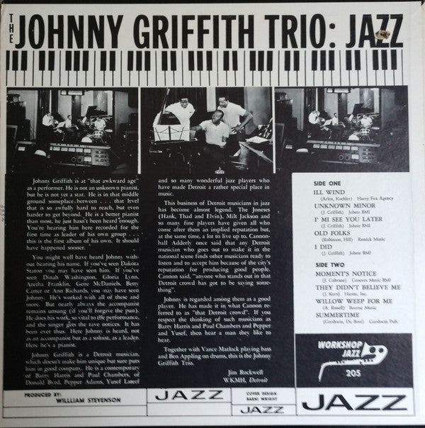 The Johnny Griffith Trio* : Jazz (LP, Album, Mono)