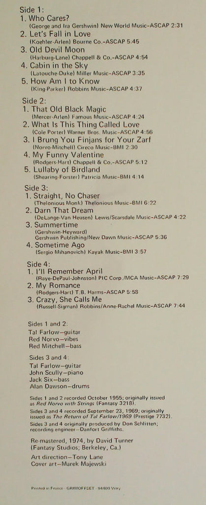 Tal Farlow : Guitar Player (2xLP, Comp, RE, Gat)