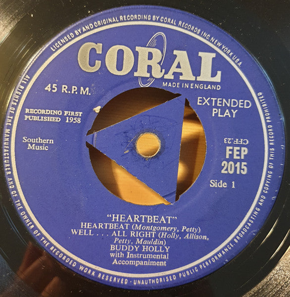 Buddy Holly : Heartbeat (7", EP, RP, Tri)