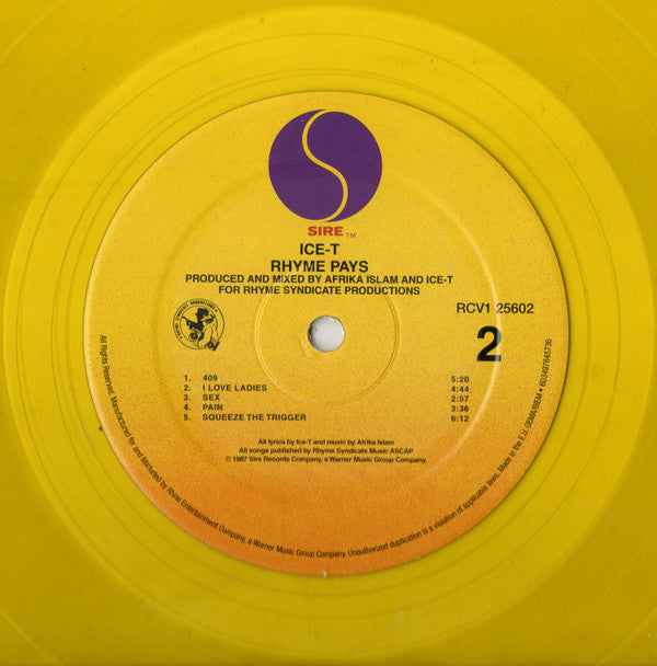 Ice-T : Rhyme Pays (LP, Album, RSD, RE, RP, Yel)
