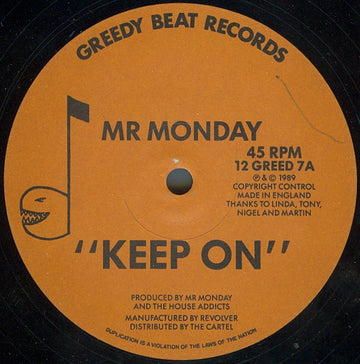 Mr Monday* : Keep On / Don't Stop (12")