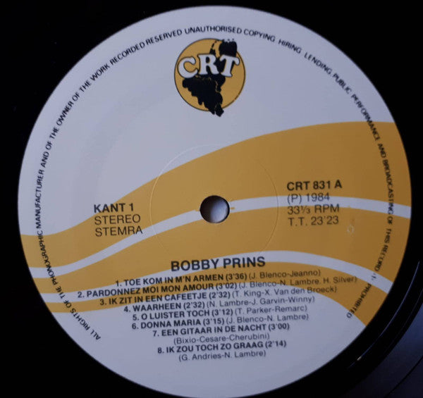 Bobby Prins : 16 Grote Successen (LP, Comp)