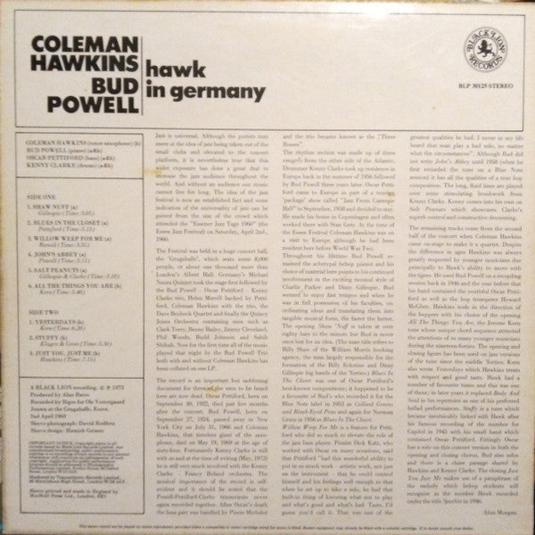 Coleman Hawkins / Bud Powell : Hawk In Germany (LP, Album)