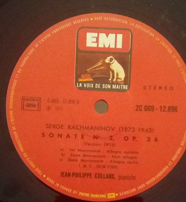 Jean Philippe Collard*, Rachmaninov* : Sonate N°2 / Variations Sur Un Theme De Corelli (LP)