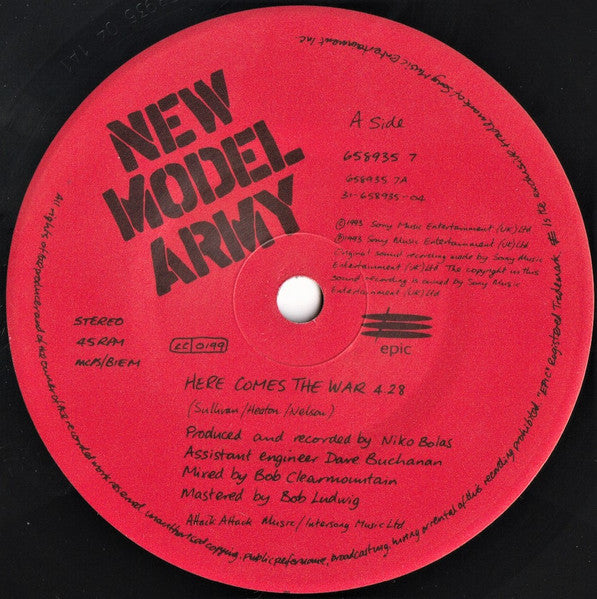 New Model Army : Here Comes The War (7", Single)