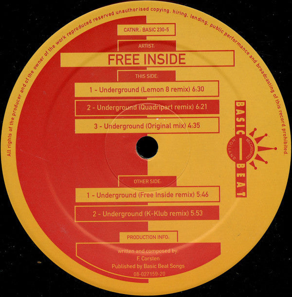 Free Inside : Underground (Remixes) (12")