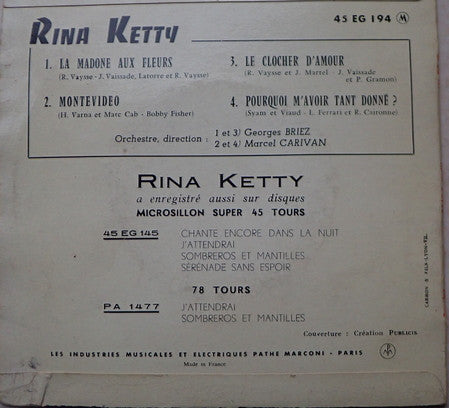 Rina Ketty : La Madone Aux Fleurs (7", EP)