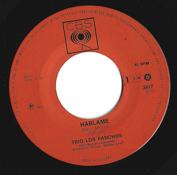 Trio Los Panchos : Hablame / Puedo Fallar (7", Single, Mono)