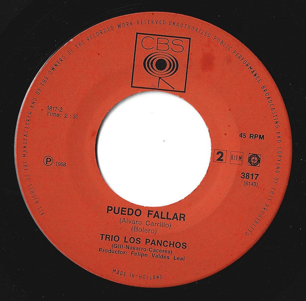 Trio Los Panchos : Hablame / Puedo Fallar (7", Single, Mono)