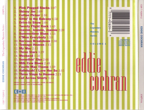 Eddie Cochran : Eddie Cochran: The Legendary Masters Series Volume 1 (CD, Comp, RM)