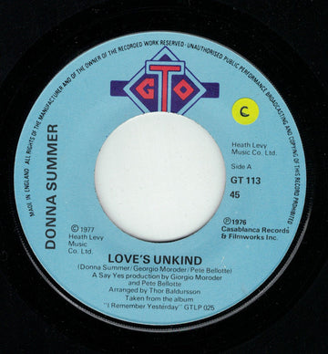 Donna Summer : Love's Unkind (7", Single)