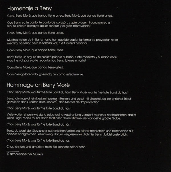 Irakere : Homenaje A Beny Moré (CD, Album, Bro)