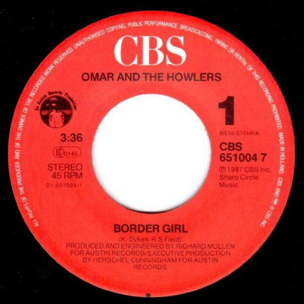 Omar And The Howlers : Border Girl (7")