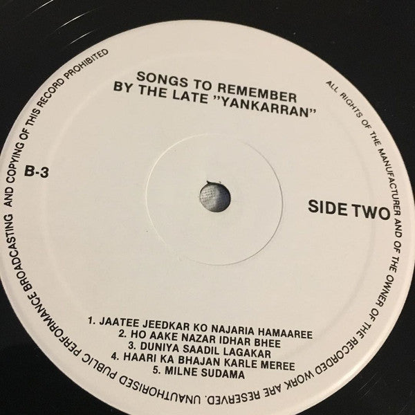 Isaac Yankarran : Songs To Remember By The Late "Yankarran" (LP, Album, W/Lbl)