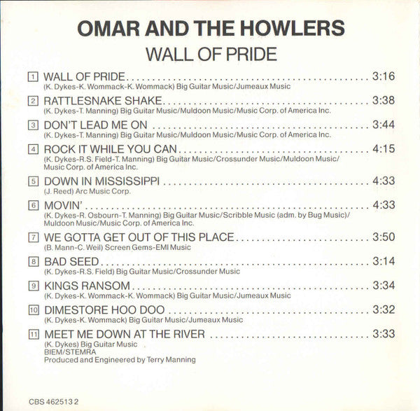 Omar And The Howlers : Wall Of Pride (CD, Album)