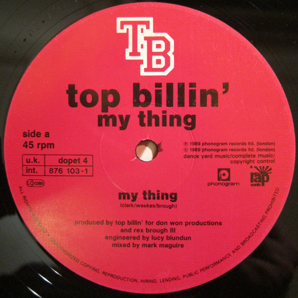 Top Billin'* : My Thing (12", Single)