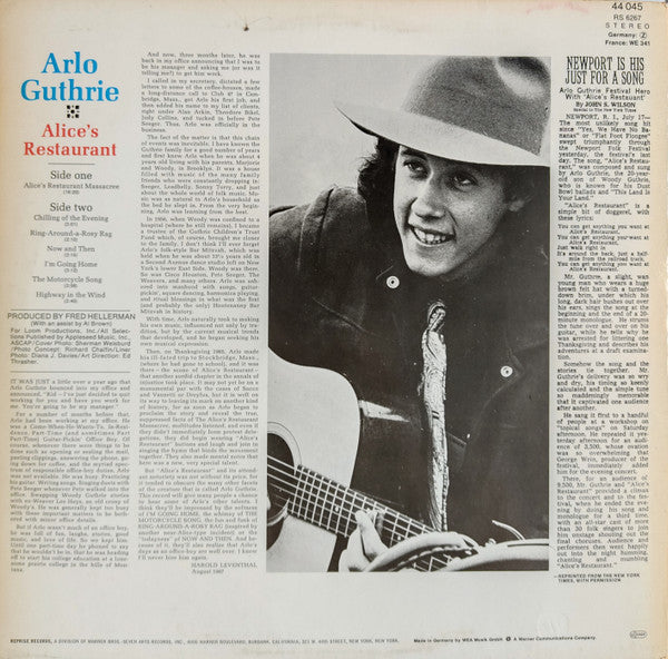 Arlo Guthrie : Alice's Restaurant (LP, Album, RE)