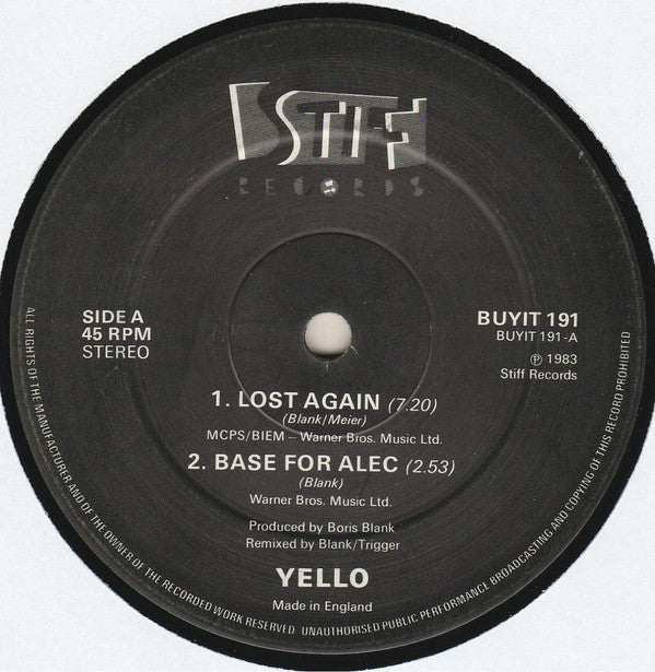 Yello : Lost Again (12", Single)