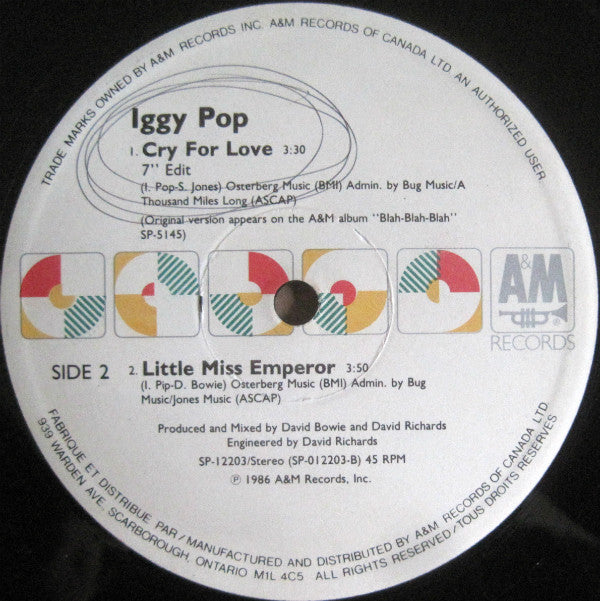 Iggy Pop : Cry For Love (12", Maxi)
