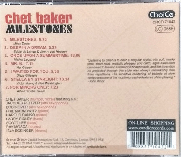 Chet Baker : Milestones (CD, Comp)
