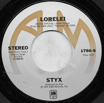 Styx : Lorelei / Midnight Ride (7", Single, Styrene, Mon)