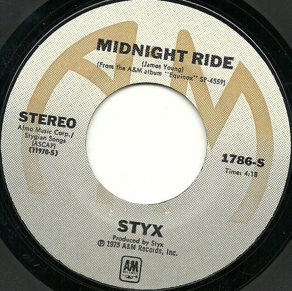 Styx : Lorelei / Midnight Ride (7", Single, Styrene, Mon)