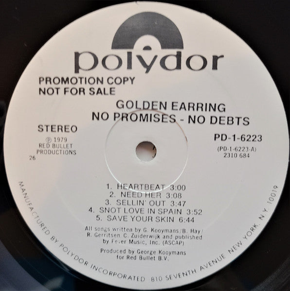 Golden Earring : No Promises - No Debts (LP, Album, Promo, 26 )