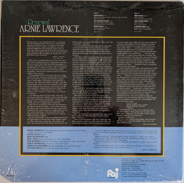 Arnie Lawrence : Renewal (LP, Album)