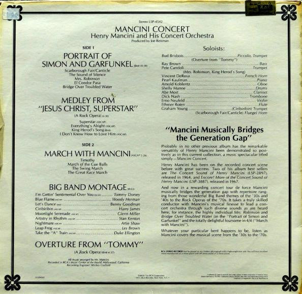 Henry Mancini And His Concert Orchestra* : Mancini Concert (LP, Album)