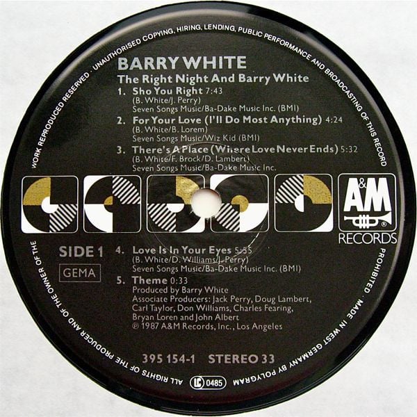 Barry White : The Right Night & Barry White (LP, Album)