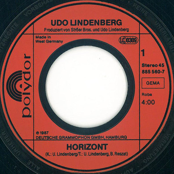 Udo Lindenberg : Horizont (7", Single)