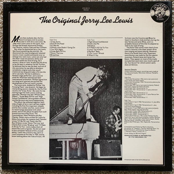 Jerry Lee Lewis : The Original Jerry Lee Lewis (LP, Comp, Mono)