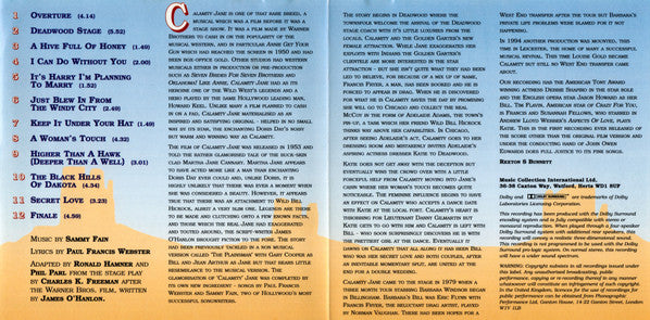 Sammy Fain, Paul Francis Webster : Calamity Jane Selected Highlights  (CD, Album)