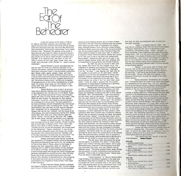Dewey Redman : The Ear Of The Behearer (LP, Album, Gat)