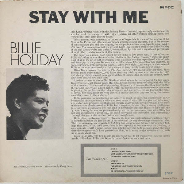 Billie Holiday : Stay With Me (LP, Album, Mono, RE)