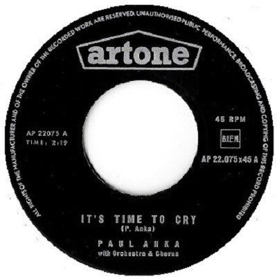 Paul Anka : It's time to cry (7", Mono)