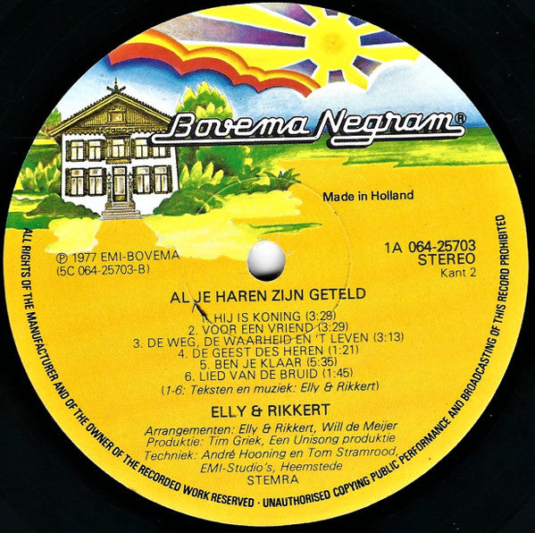 Elly & Rikkert : Al Je Haren Zijn Geteld (LP, Album, Gat)