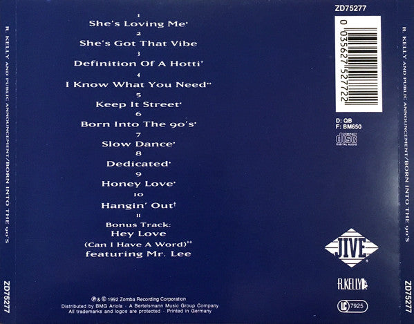R. Kelly And Public Announcement : Born Into The 90's (CD, Album, RE)