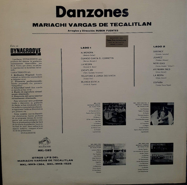 Mariachi Vargas de Tecalitlán : Danzones Con El Mejor Mariachi Del Mundo (LP, Album, Mono, Dyn)