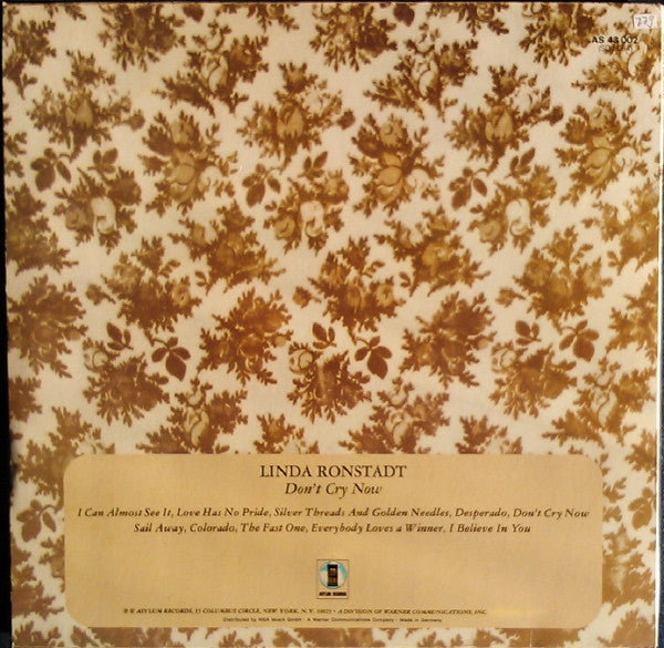 Linda Ronstadt : Don't Cry Now (LP, Album)