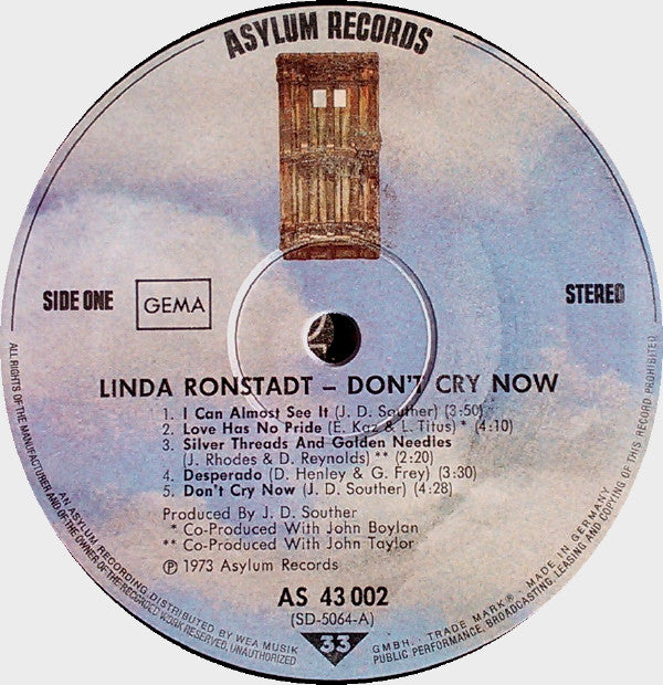 Linda Ronstadt : Don't Cry Now (LP, Album)