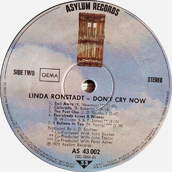 Linda Ronstadt : Don't Cry Now (LP, Album)