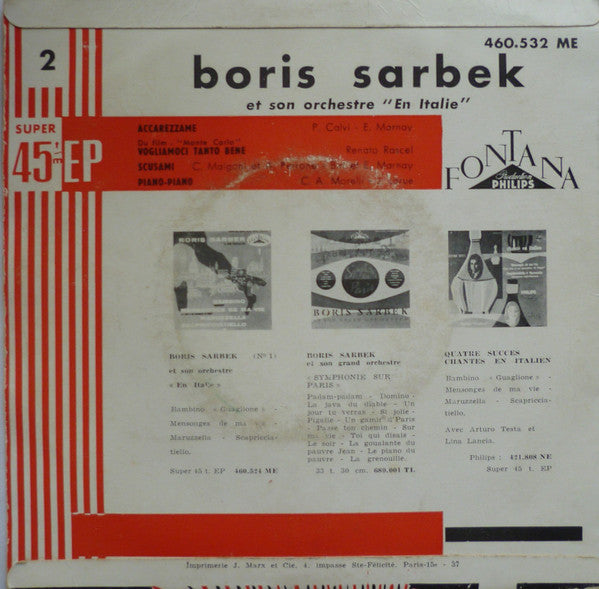 Boris Sarbek Et Son Orchestre : Boris Sarbek En Italie (No 2) (7", EP)