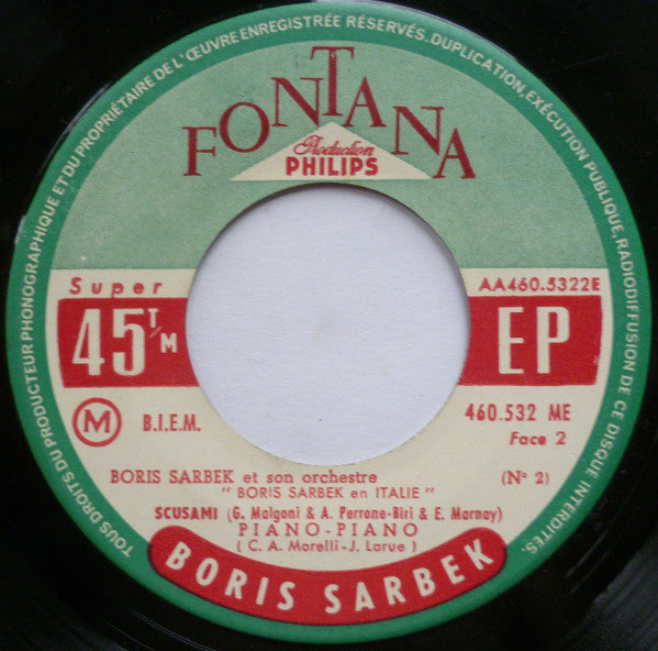 Boris Sarbek Et Son Orchestre : Boris Sarbek En Italie (No 2) (7", EP)