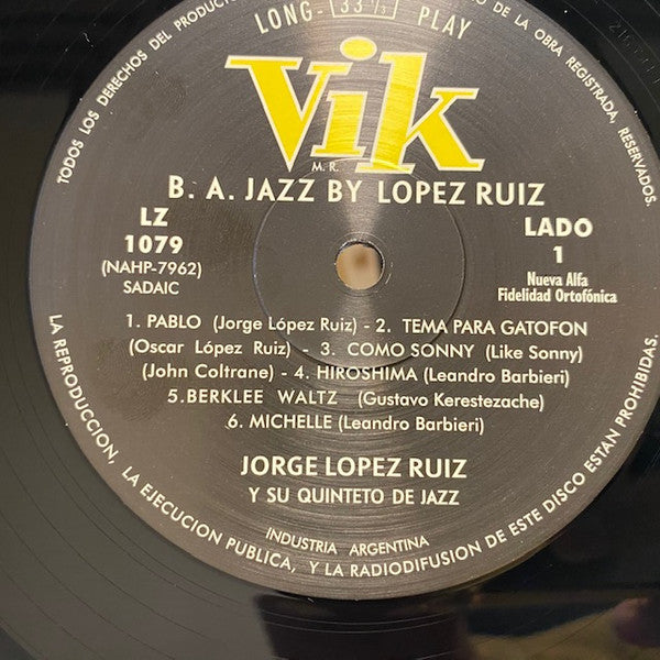 Jorge López Ruiz : B.A. Jazz (LP, Album, RE)