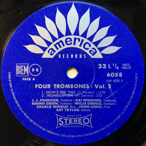 Four Trombones* - John Lewis (2) / Charlie Mingus* / J.J. Johnson / Kai Winding / Benny Green* / Willie Dennis : Four Trombones, Volume 2 (LP, Album)